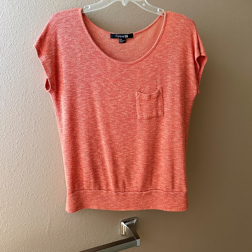 💥5/$15 Forever 21 Orange Knit Short Sleeve Top